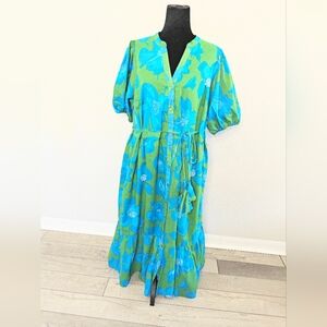 Sugarlips Vibrant Green and Blue Midi Dress